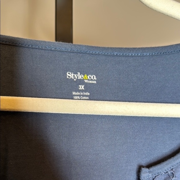 Style & co. Blue and white Relaxed Short Sleeve Top size 3X - Picture 2 of 5